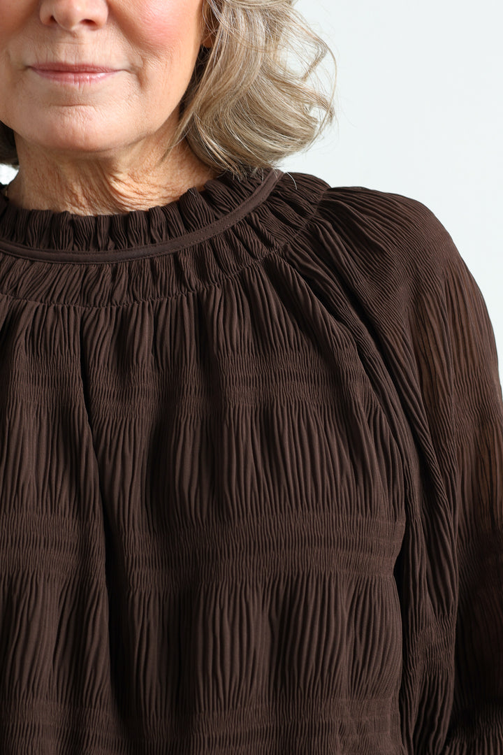 Cocoa Pleated Bubble Blouse