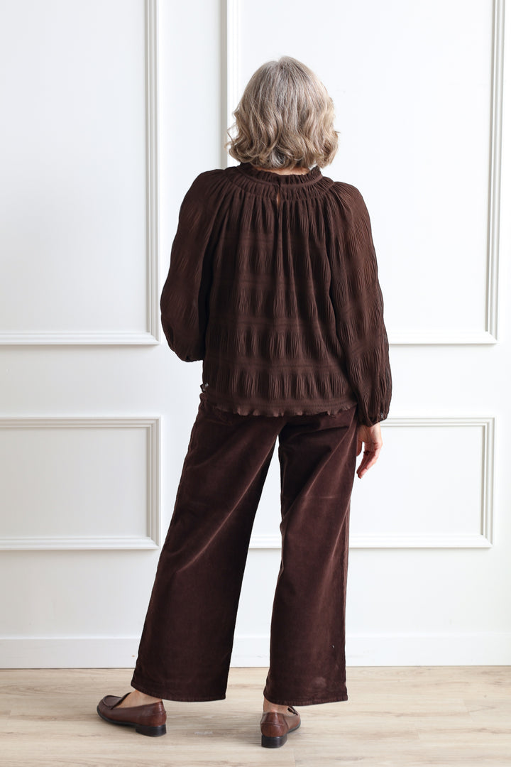 Cocoa Pleated Bubble Blouse