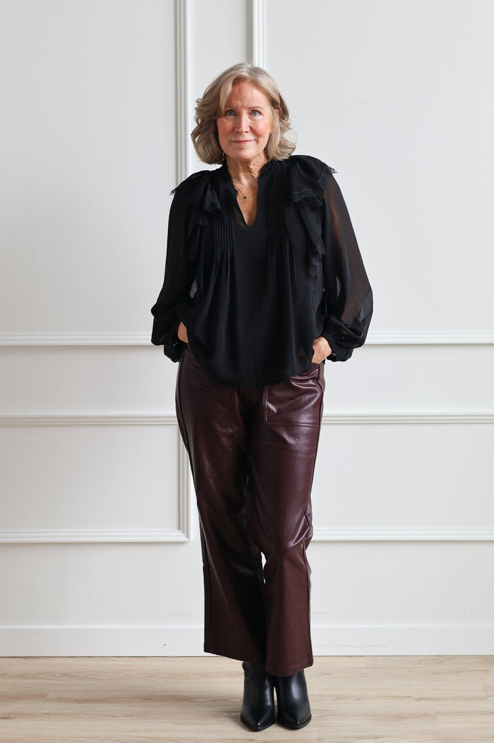 Midnight Ruffle Lace Blouse