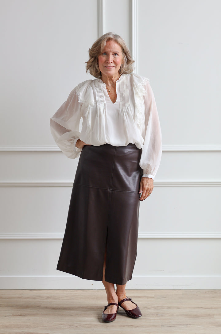 Leather Pencil Skirt - Espresso