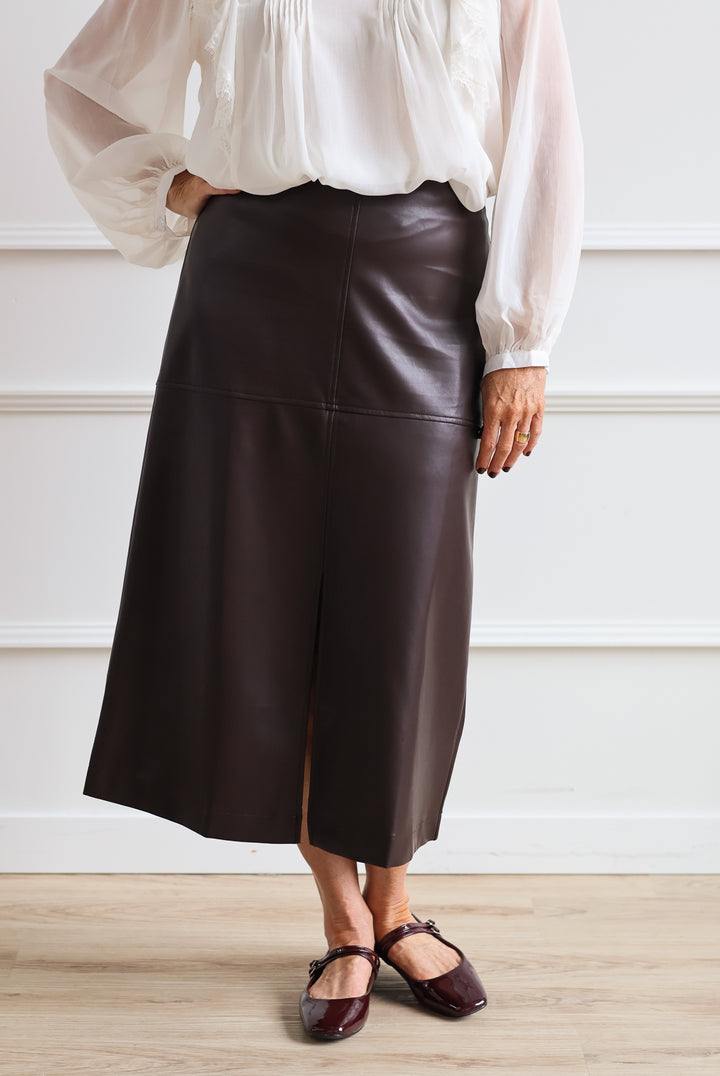 Leather Pencil Skirt - Espresso