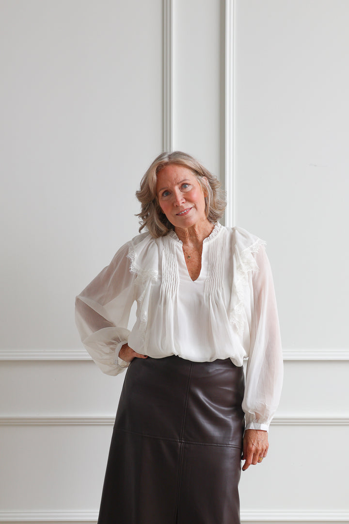 Ivory Ruffle Lace Blouse