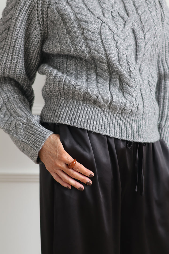 Vero Moda | Jada Cable Knit Pullover - Grey Melange