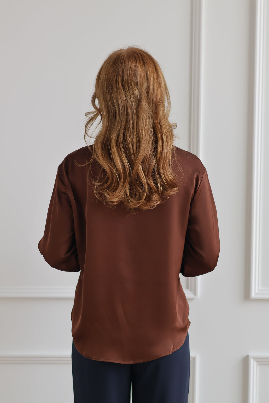 The Irina Satin Blouse - Hickory