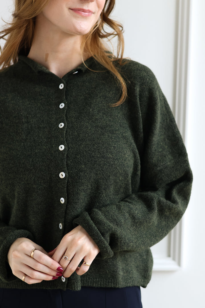 Olive Green Button Up Cardigan