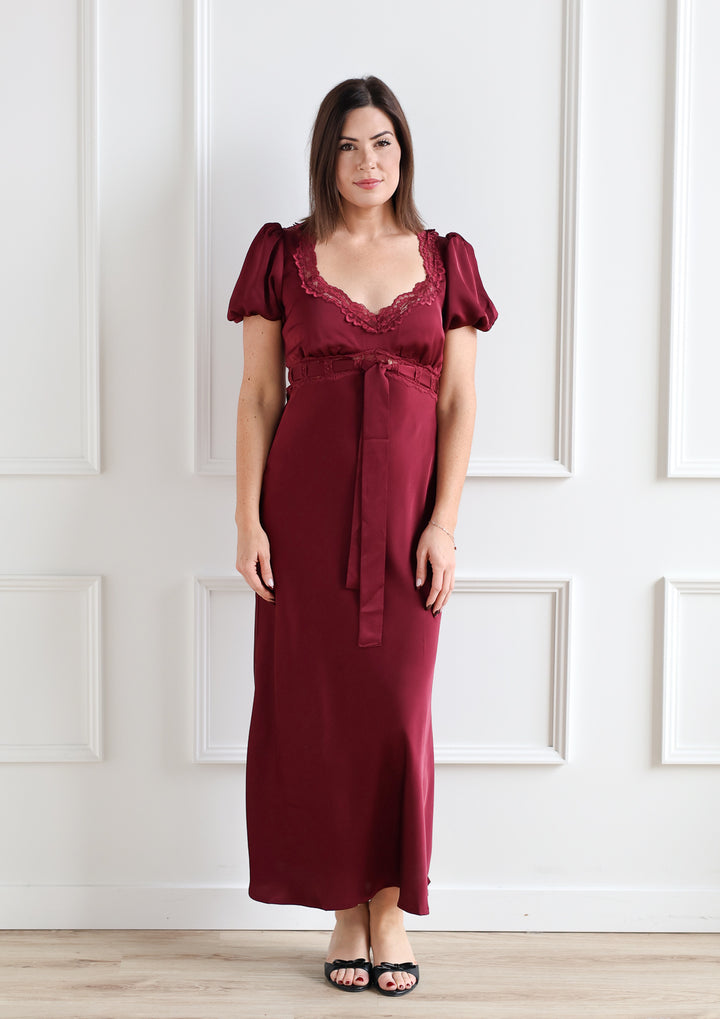 Mulled Wine Puff Sleeve Midi