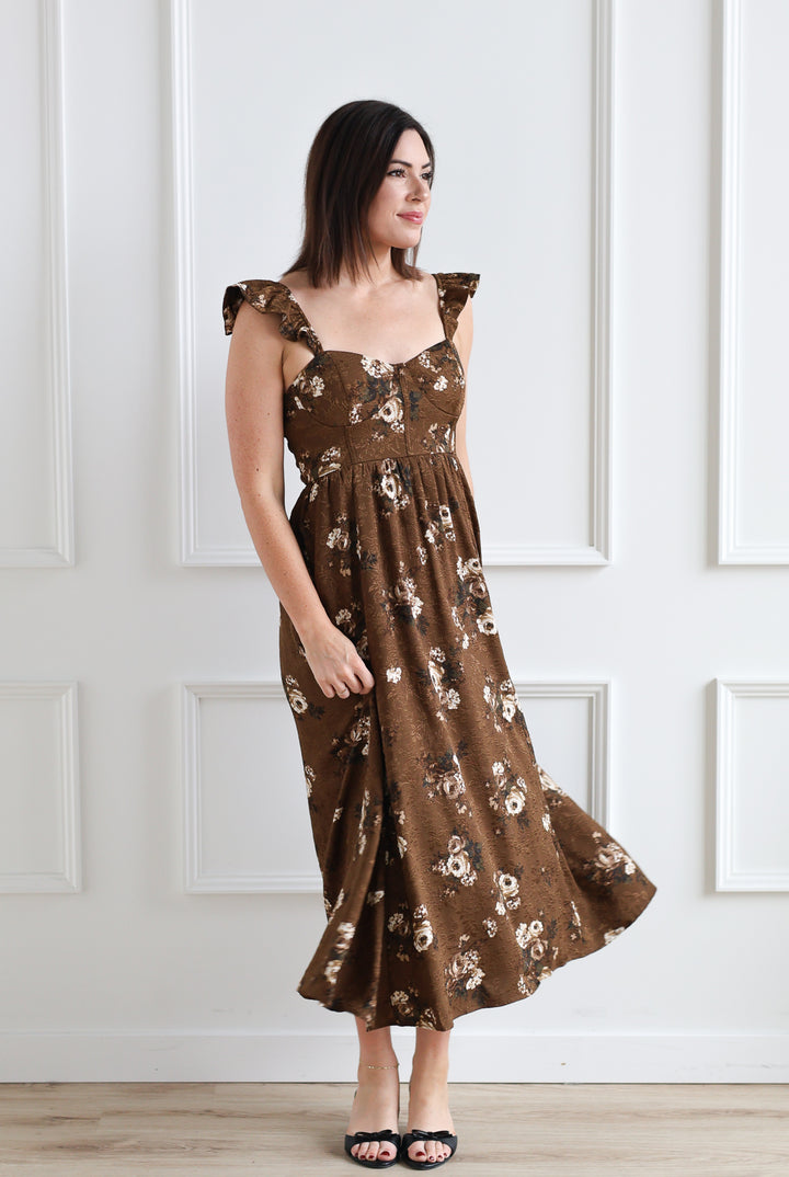 Jacquard Toffee Floral Midi