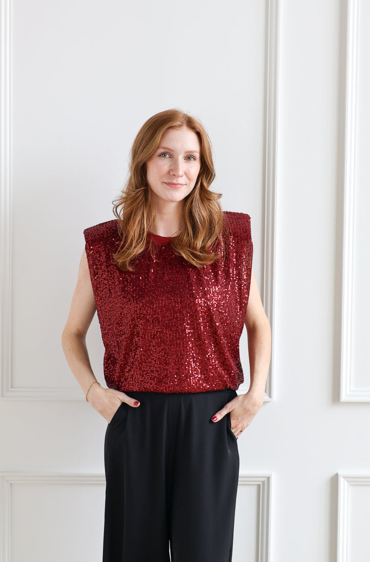 Bordeaux Sequin Tank