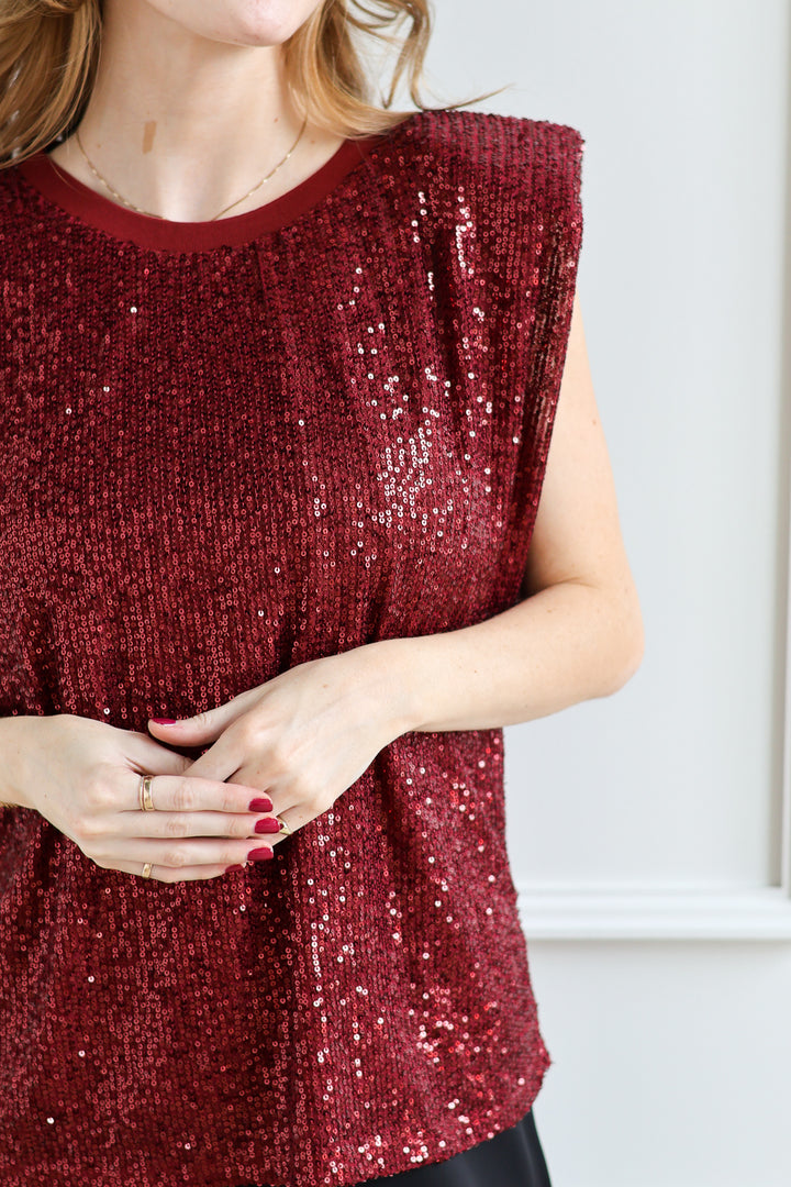 Bordeaux Sequin Tank