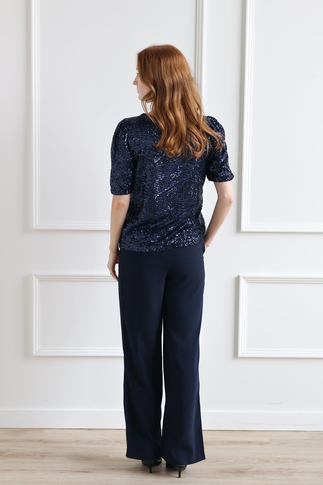 ICHI | Navy Sequin Blouse