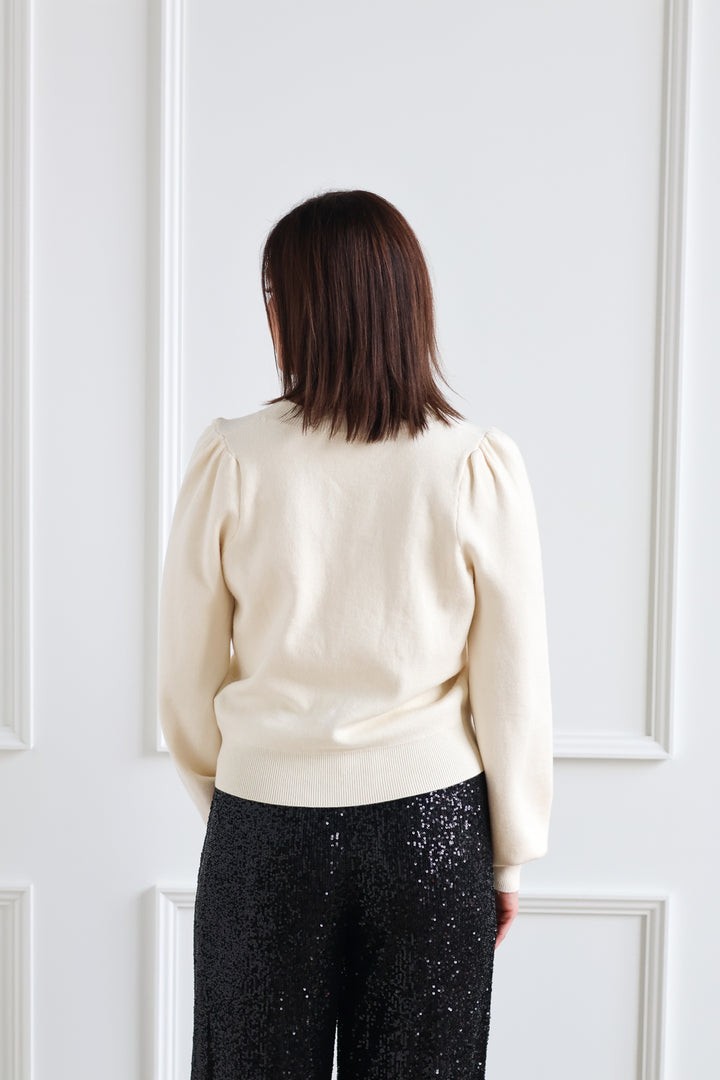 Sparkle Bow Cardigan - Ivory
