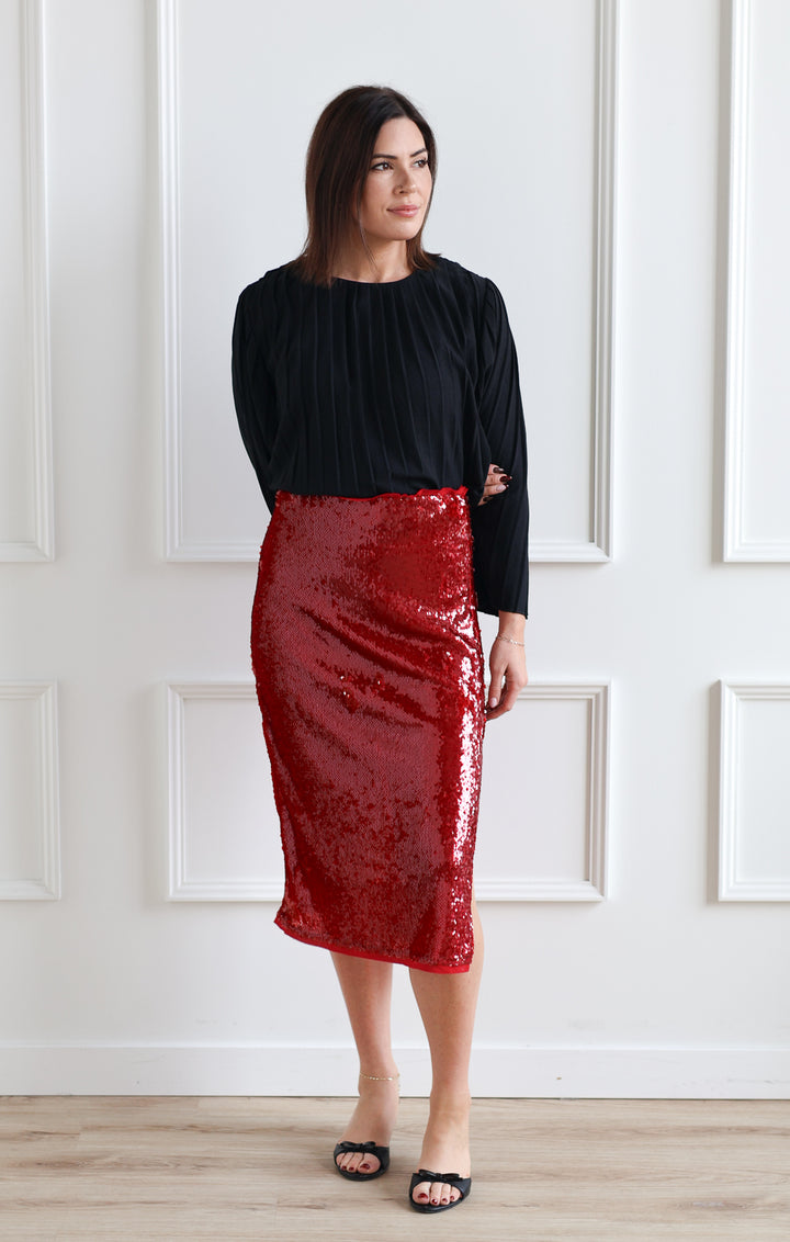 Molly Red Sequin Skirt