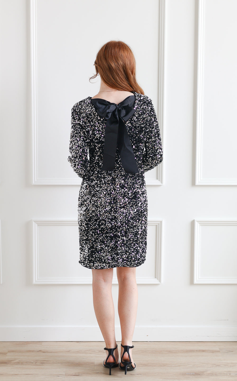 B.young | Pailett Bow Mini Dress - Silver