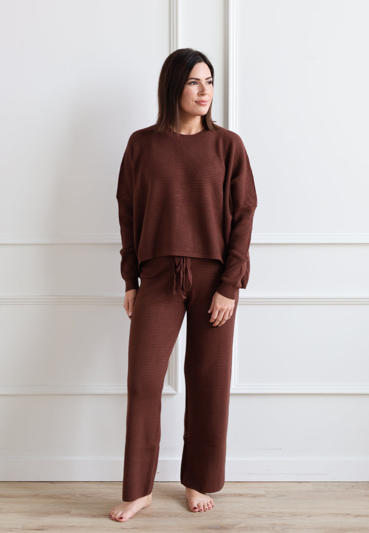 Waffle Knit Lounge Pant - Chestnut