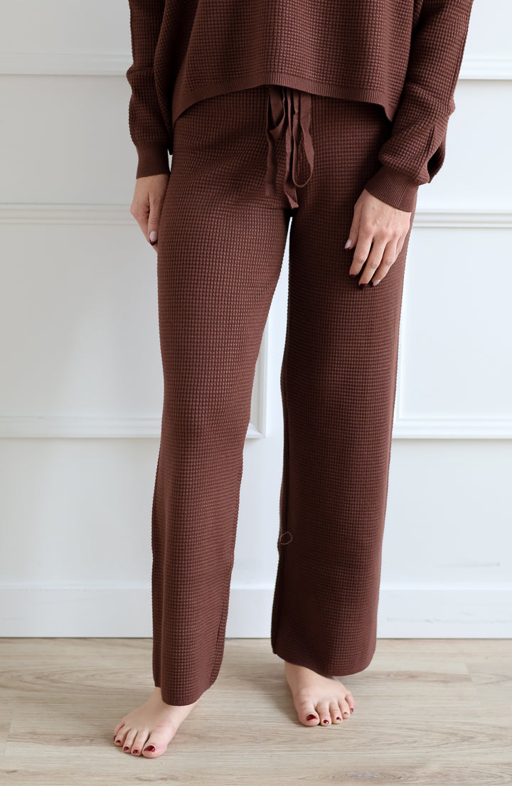 Waffle Knit Lounge Pant - Chestnut