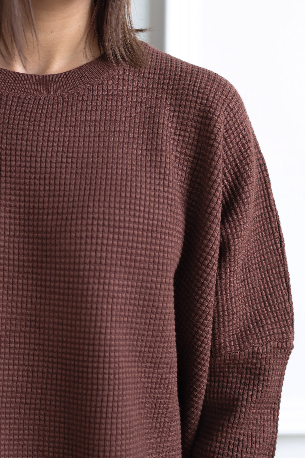 Waffle Knit Lounge Sweater - Chestnut