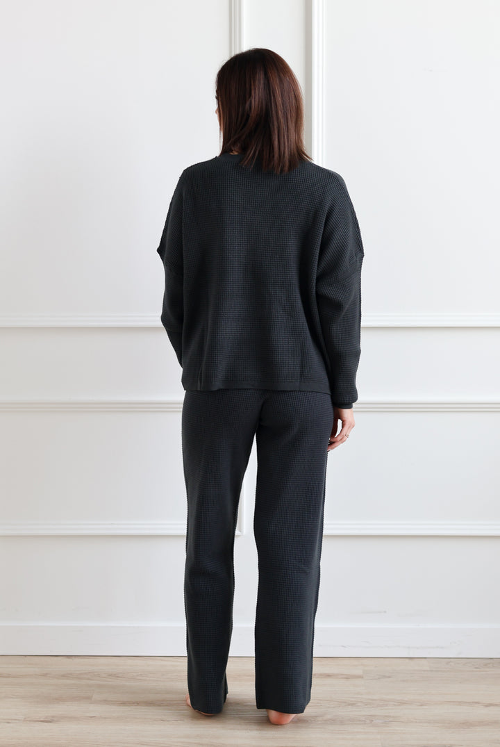Waffle Knit Lounge Sweater - Ink