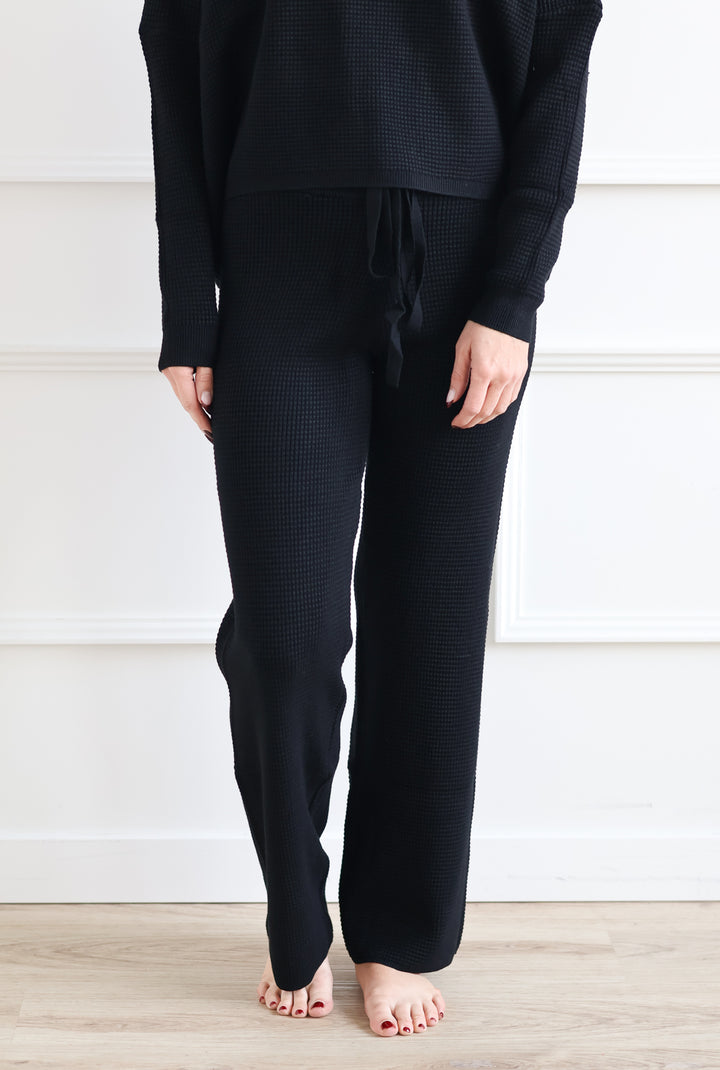 Waffle Knit Lounge Pant - Black