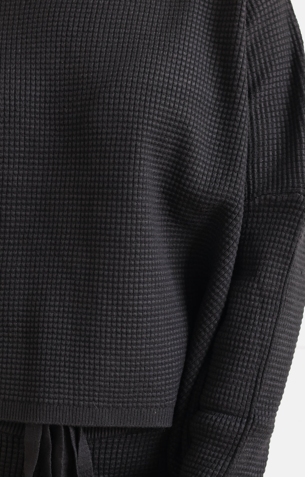 Waffle Knit Lounge Top - Black