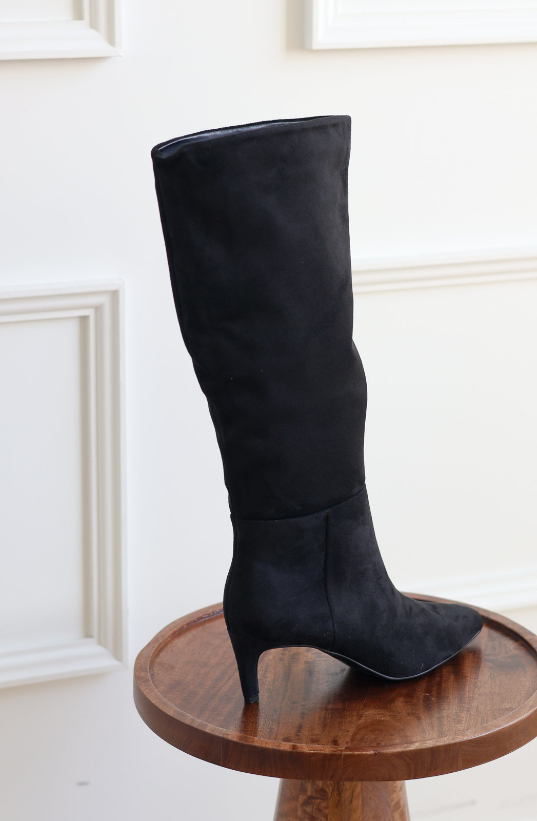 Joanna Suede Kitten Heel Boot - Black