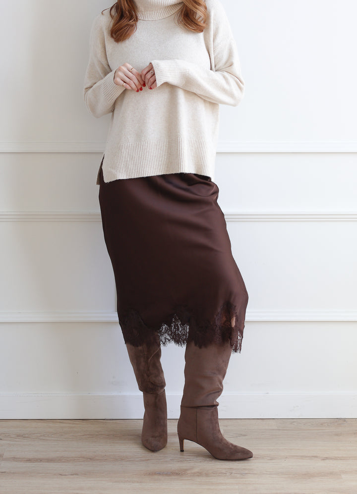 Espresso Ember Lace Slip Skirt