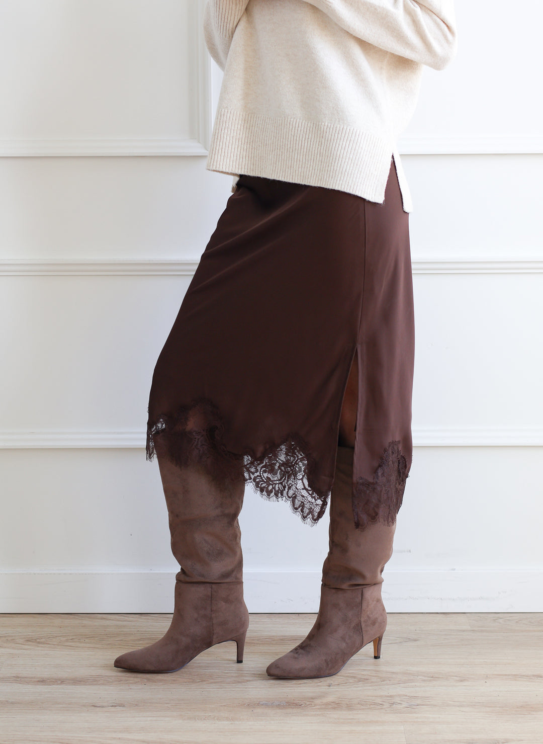 Espresso Ember Lace Slip Skirt
