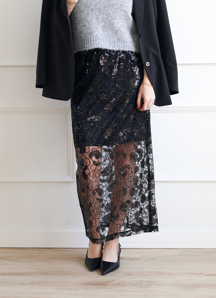 Ichi | Ojella Sequin Midi Skirt