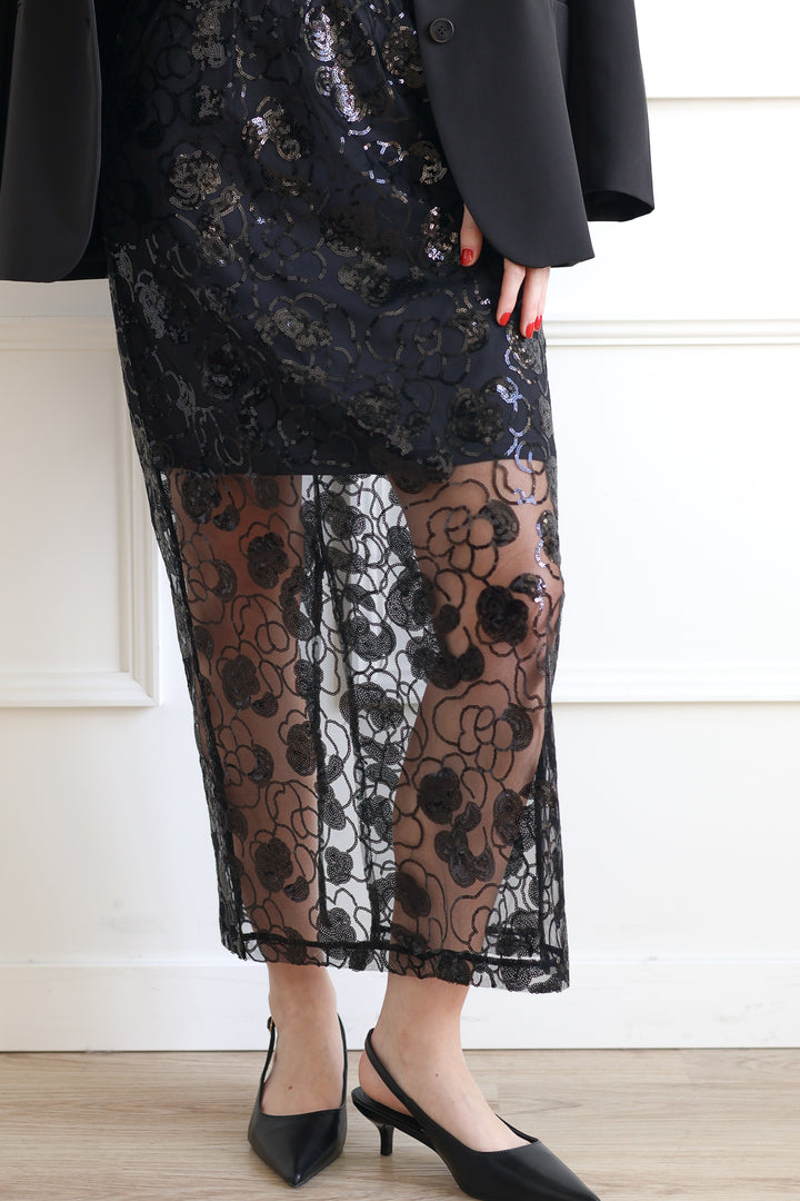 Ichi | Ojella Sequin Midi Skirt