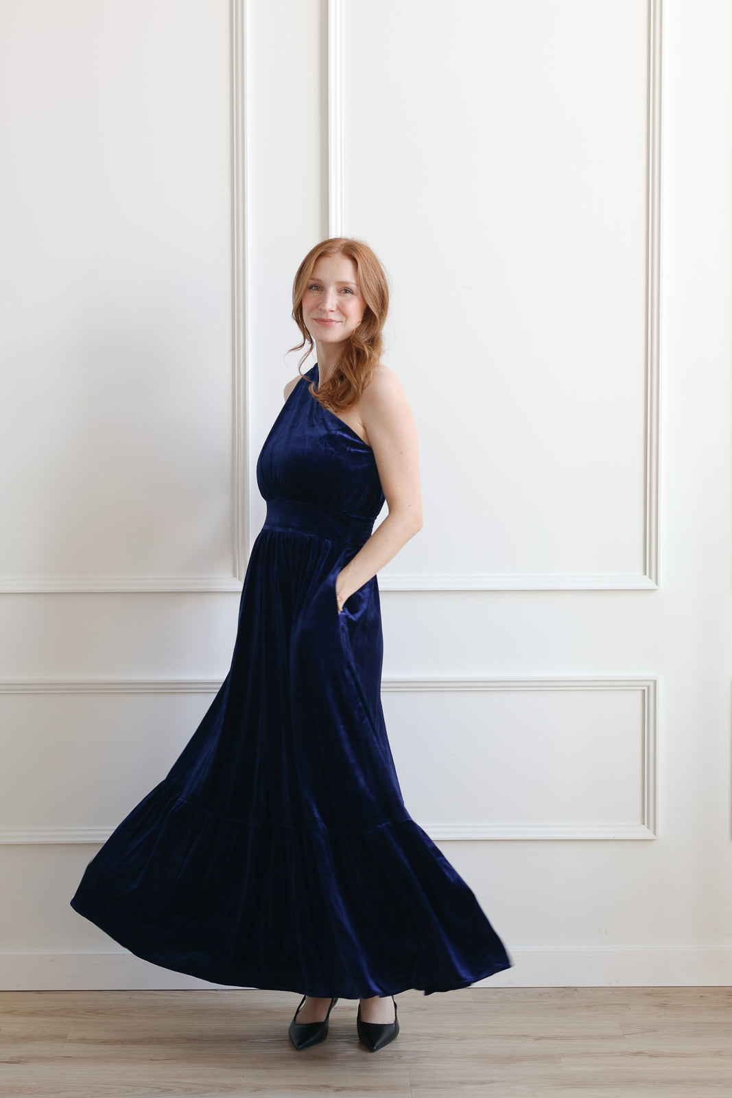 The Bevany Velvet One Shoulder Maxi