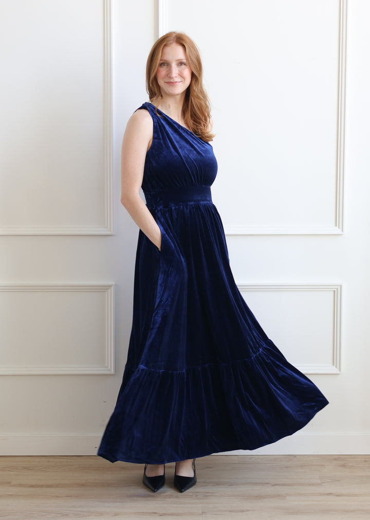 The Bevany Velvet One Shoulder Maxi
