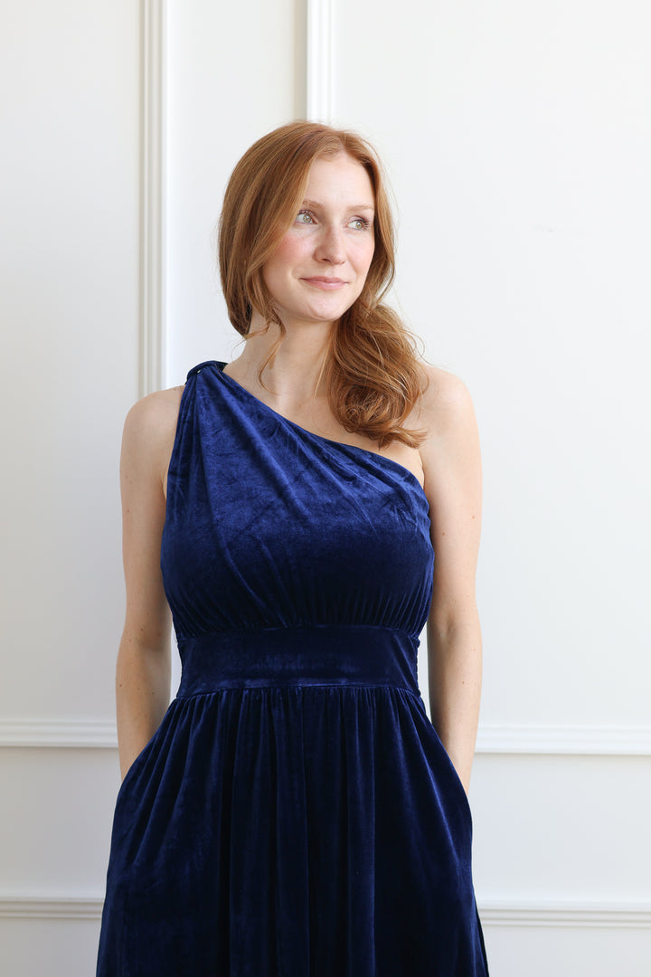 The Bevany Velvet One Shoulder Maxi
