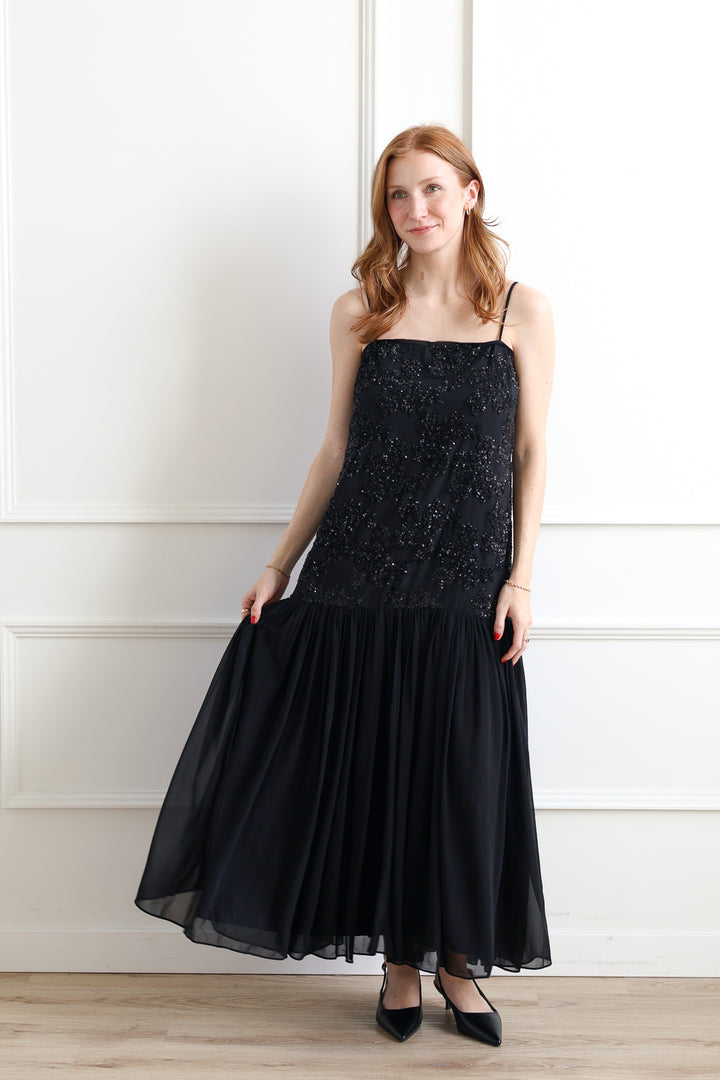 Marissa Drop Waist Sequin Midi