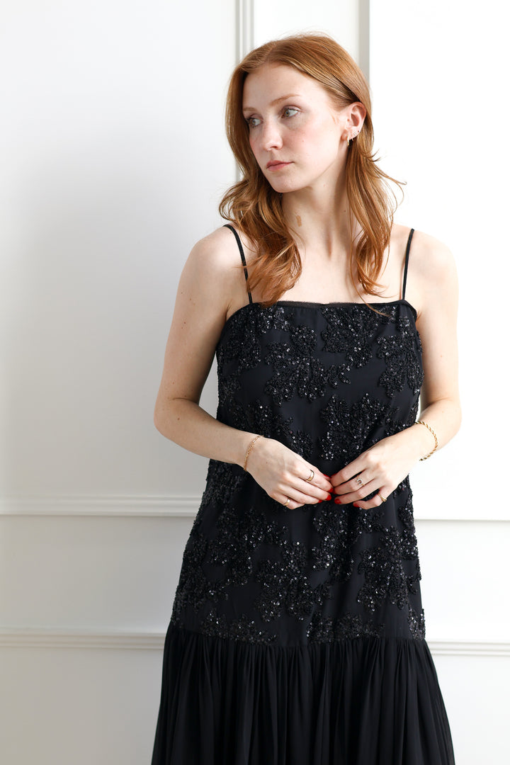 Marissa Drop Waist Sequin Midi