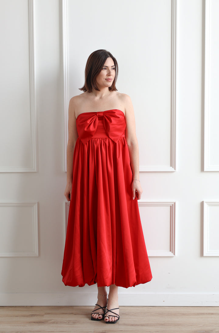 Scarlet Bow Bubble Hem Midi