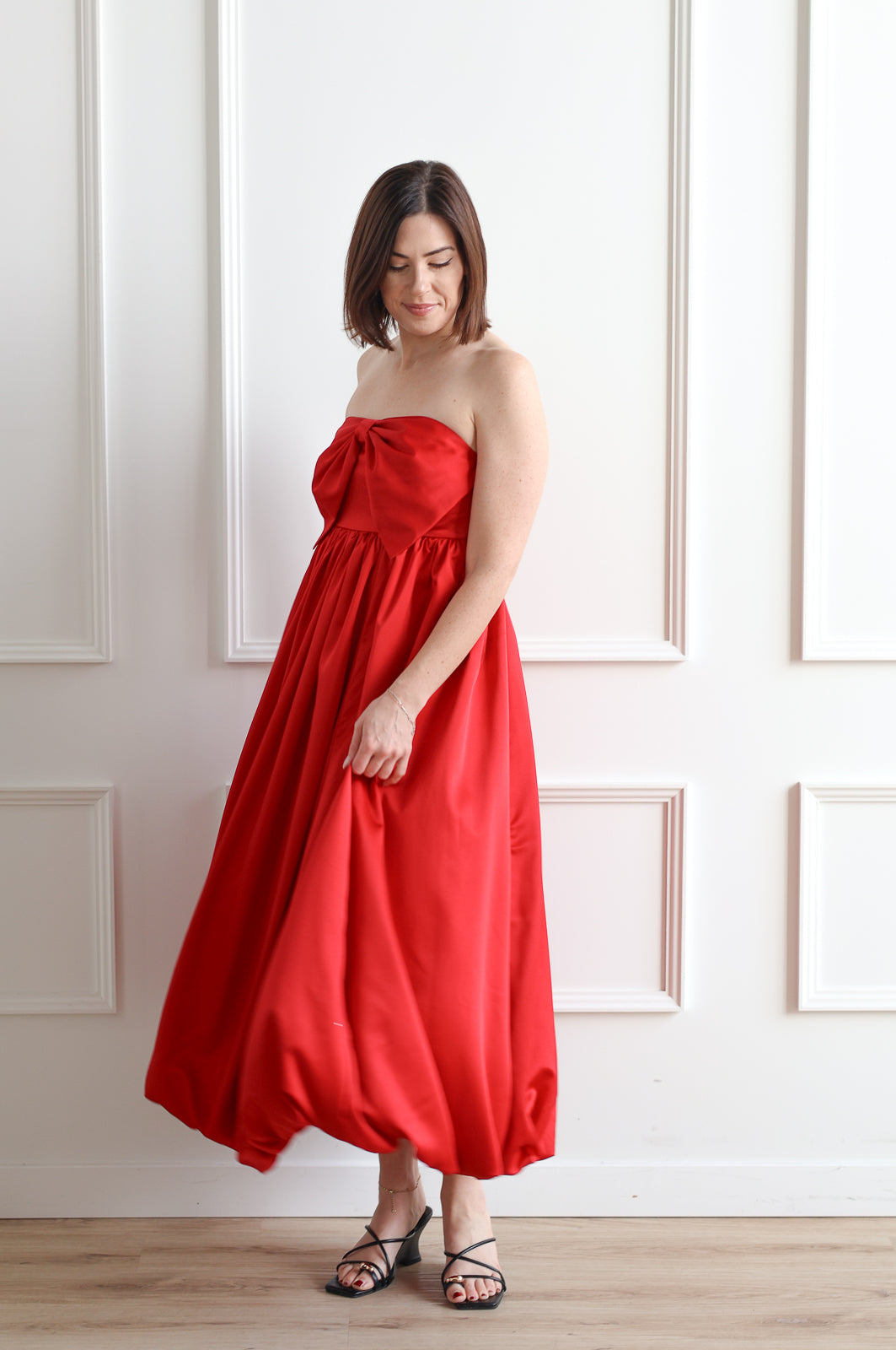 Scarlet Bow Bubble Hem Midi
