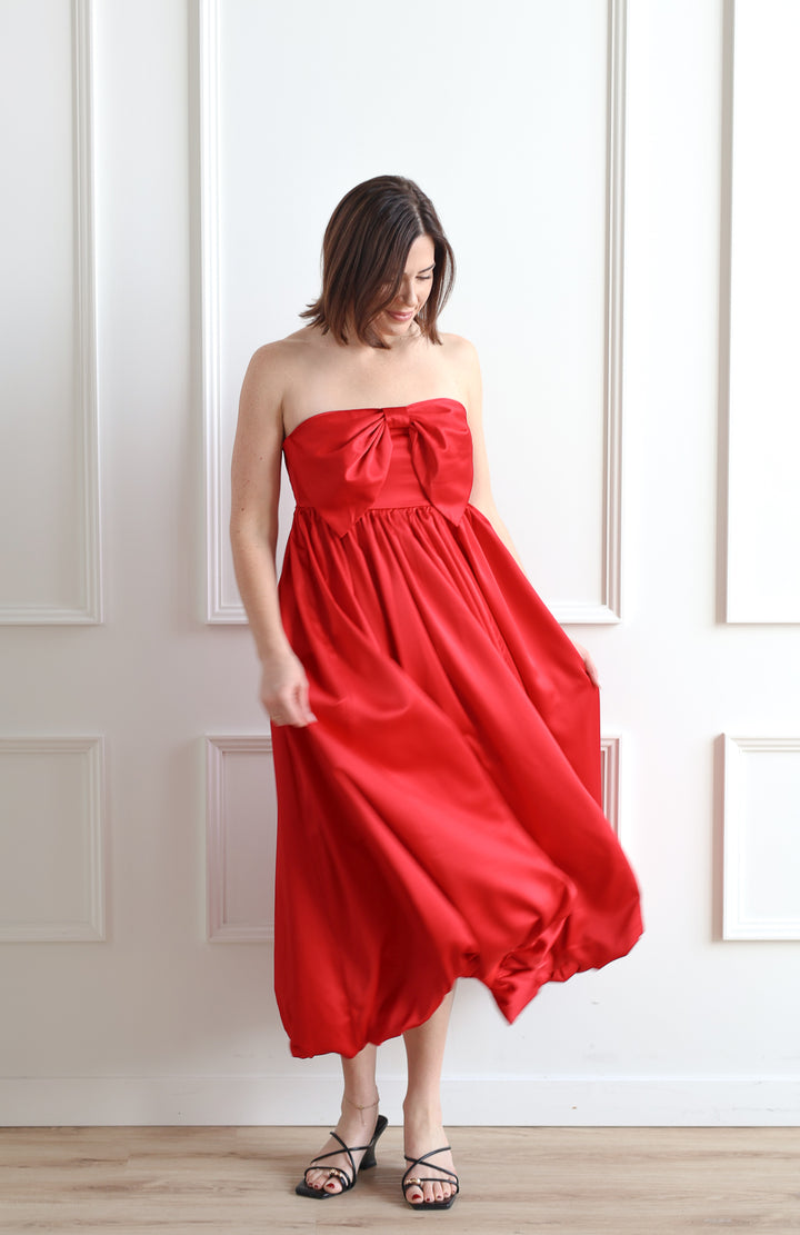 Scarlet Bow Bubble Hem Midi