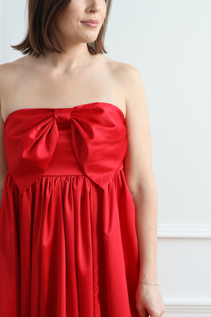 Scarlet Bow Bubble Hem Midi