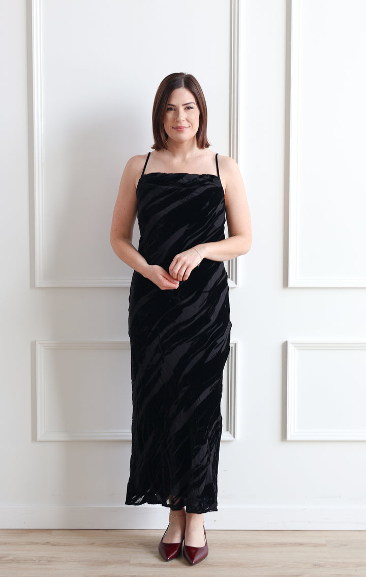 Sheer Velvet Twist Midi