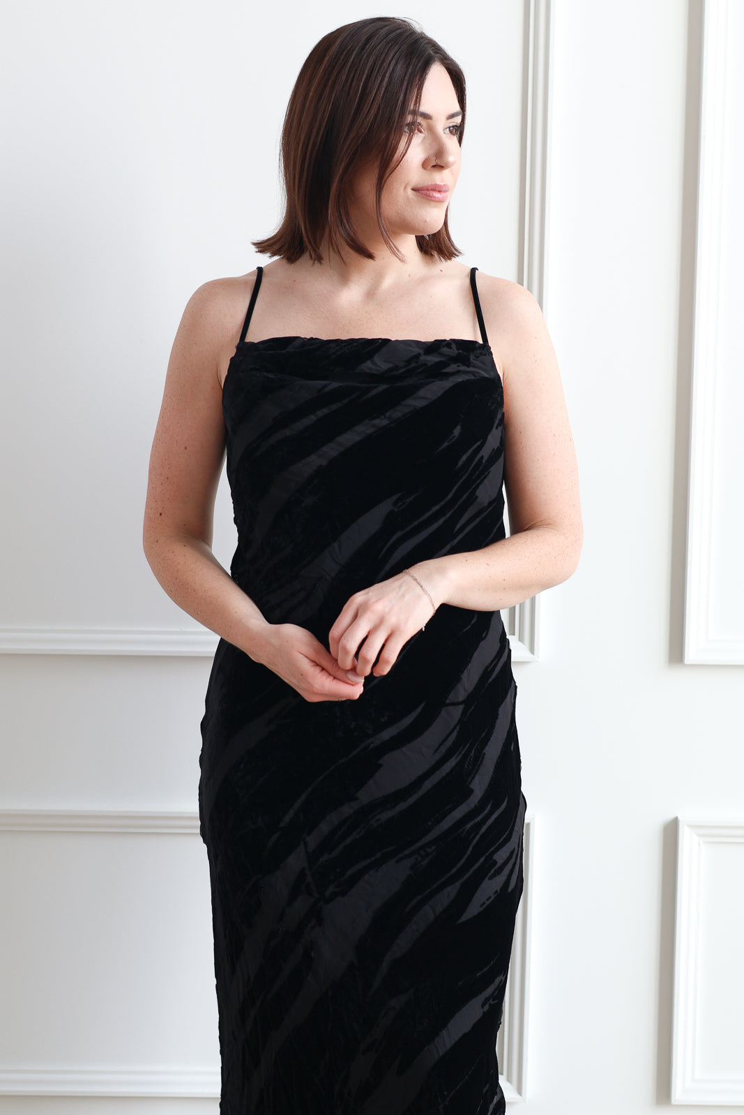 Sheer Velvet Twist Midi