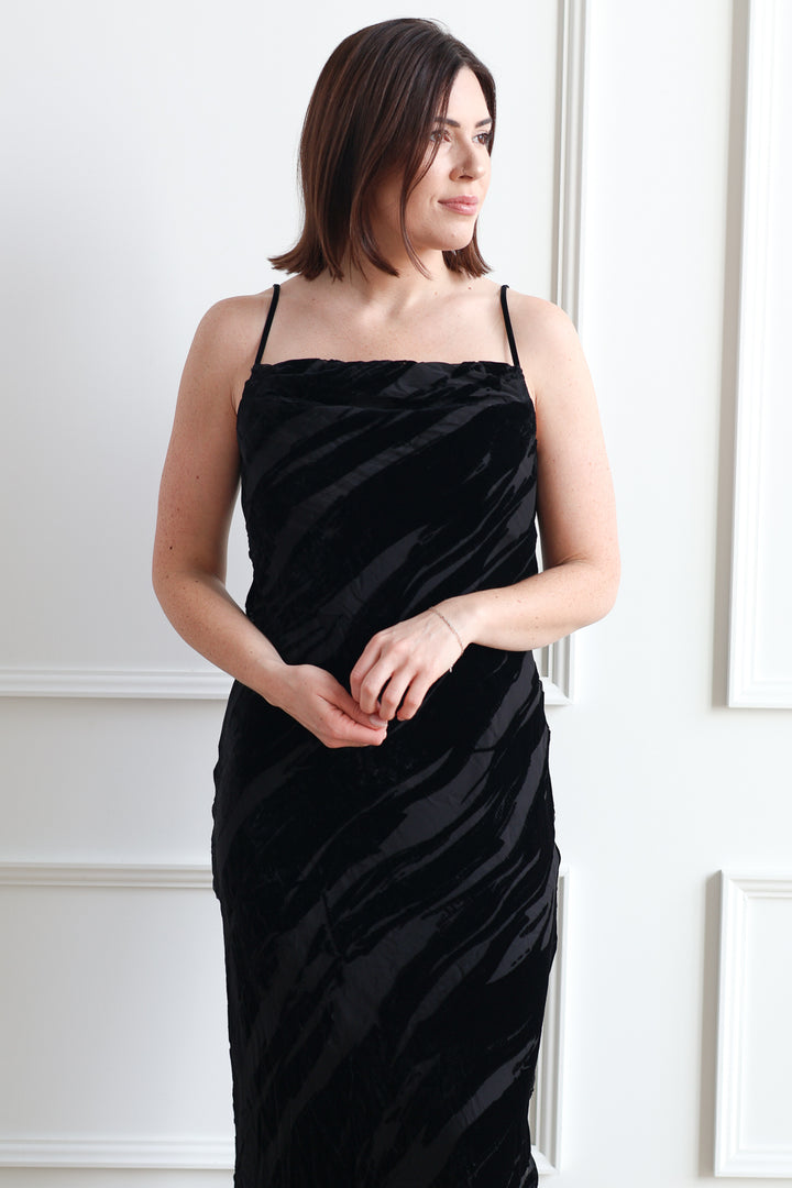 Sheer Velvet Twist Midi