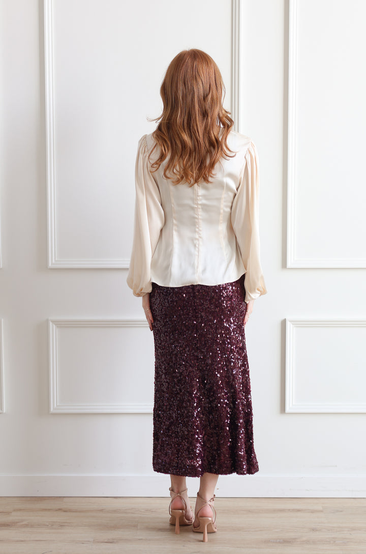 Satin Twist Blouse - Cream