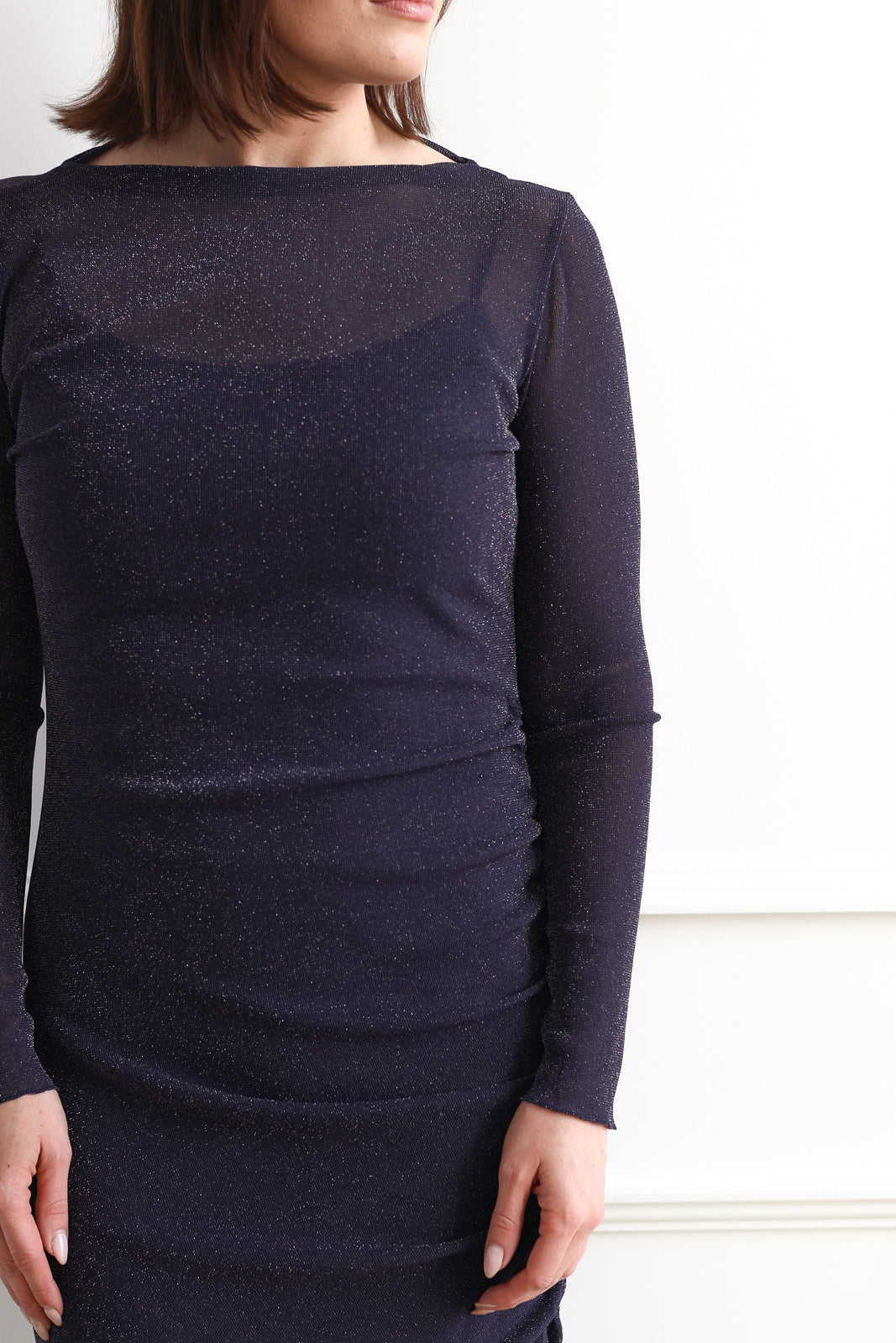 Shimmer Draped Dress - Midnight