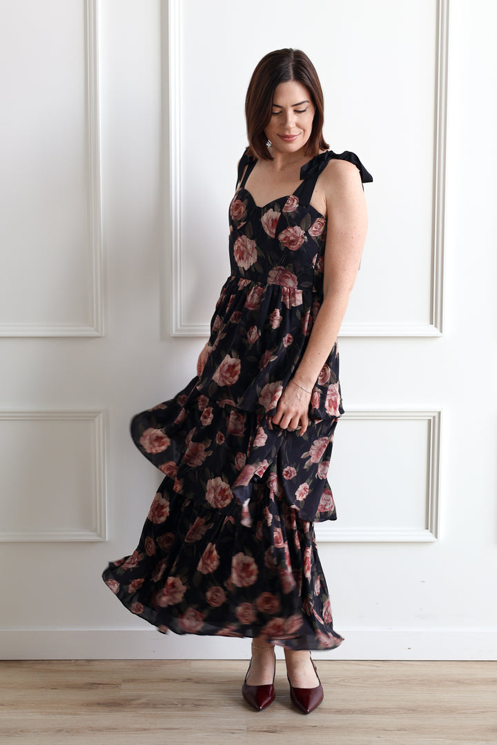 Midnight Rose Tiered Midi