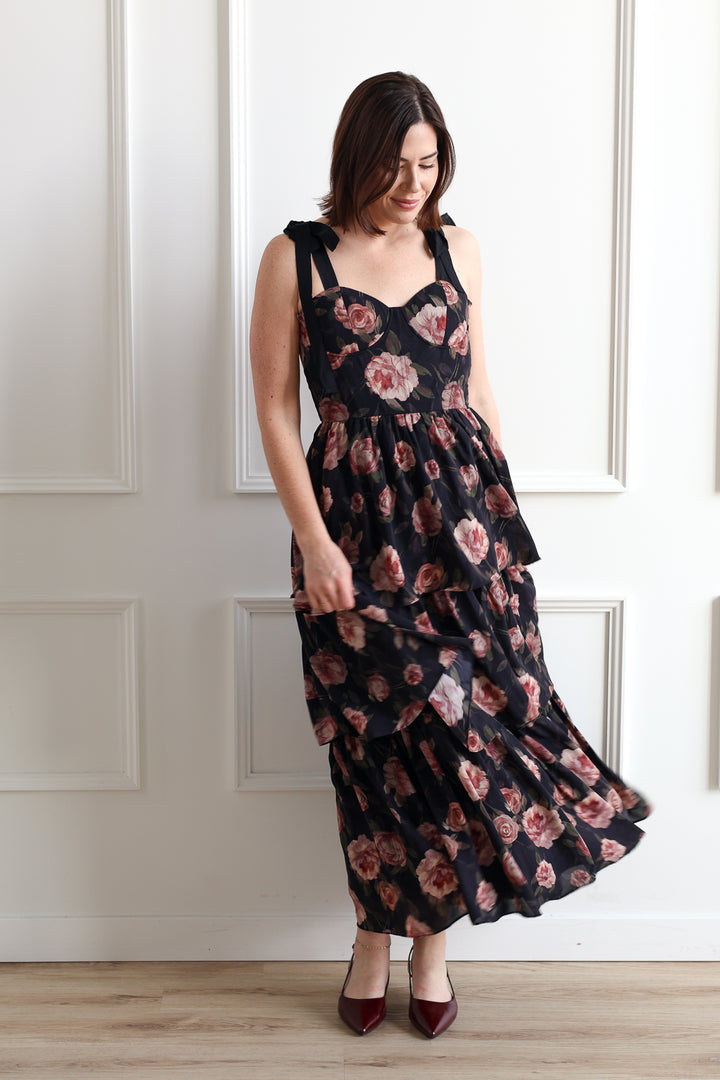 Midnight Rose Tiered Midi