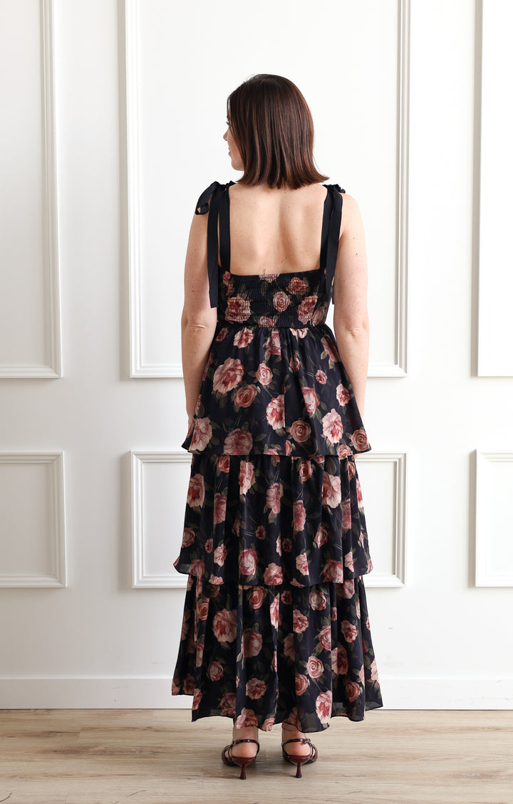 Midnight Rose Tiered Midi