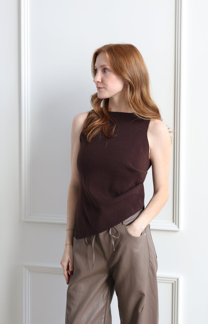 Knit Cinch Tank - Dark Chocolate