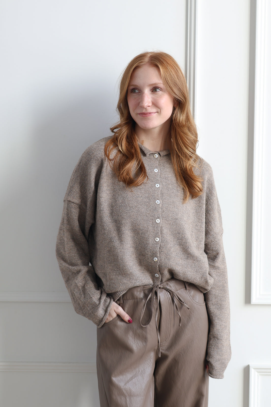 Piper Button Cardigan - Mocha