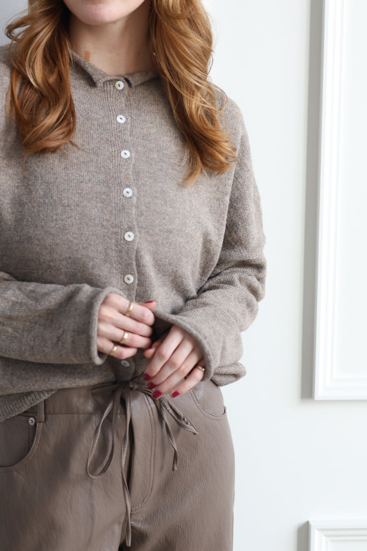 Piper Button Cardigan - Mocha