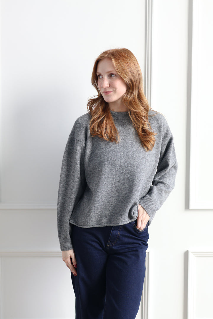 Vero Moda | Boom Rolled Hem Knit - Heather Grey