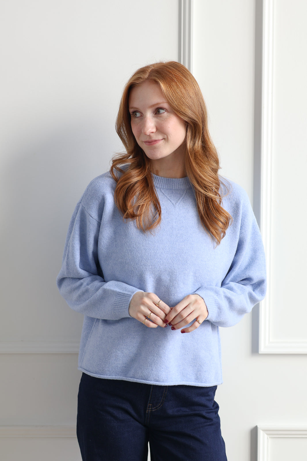 Vero Moda | Boom Rolled Hem Knit - Glacier Blue